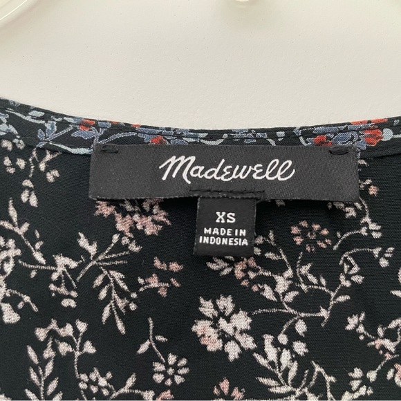 Madewell Navy Floral Cap-sleeved Vintage Summer Dress - Picture 2 of 5